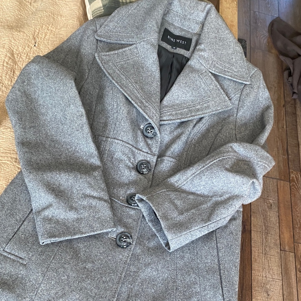 Nine West Charcoal Button-Up Coat